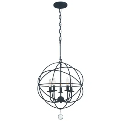 Crystorama Solaris 17" 5-light Black Candelabra Orb Small Chandelier