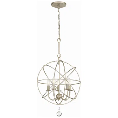 Crystorama Solaris 17" Wide Olde Silver 5-light Pendant In White