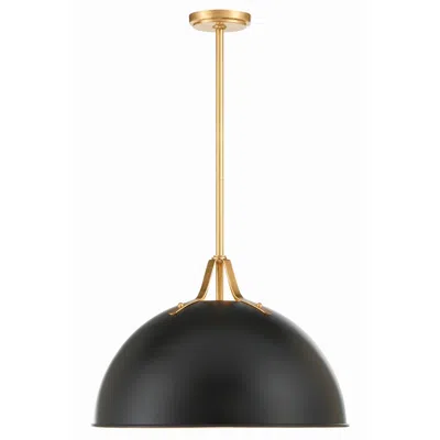 Crystorama Soto 20" Wide Matte Black Dome Pendant Light