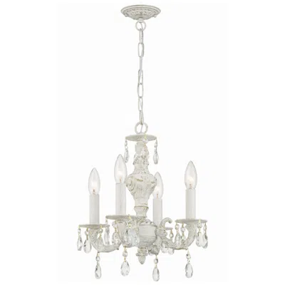 Crystorama Sutton 15" Vintage White Traditional Crystal Chandelier