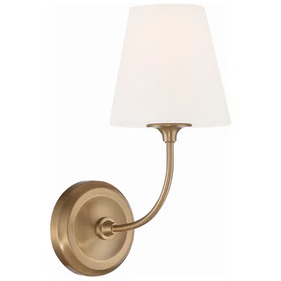 Crystorama Sylvan 13 3/4" Vibrant Gold White Glass Shade Wall Sconce