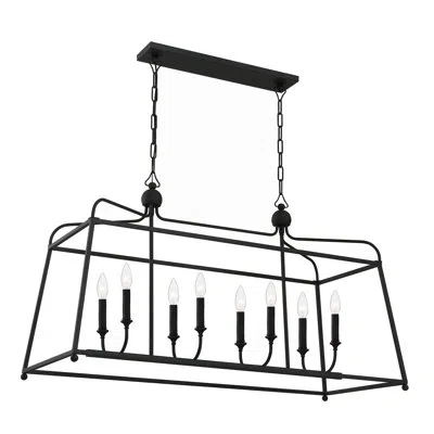 Crystorama Sylvan 8 - Light Rectangle Modern Linear Chandelier In Black