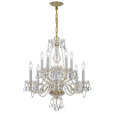 Crystorama Traditional Crystal 10 Light Italian Crystal Polished Brass Chandelier In Multi