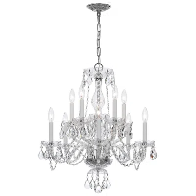 Crystorama Traditional Crystal 10 Light Italian Crystal Polished Chrome Chandelier In Multi