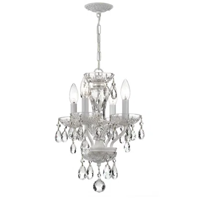Crystorama Traditional Crystal 11"w White Mini Chandelier In Silver