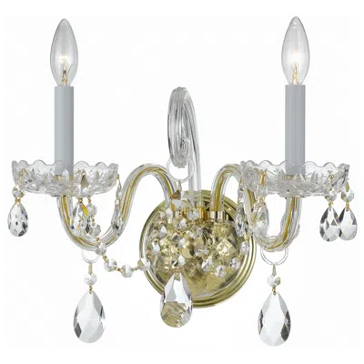 Crystorama Traditional Crystal 12 1/2" High Brass 2-light Wall Sconce In Gold