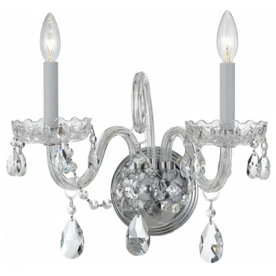 Crystorama Traditional Crystal 12 1/2" High Chrome 2-light Wall Sconce In Silver
