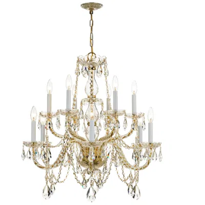 Crystorama Traditional Crystal 12 Light Italian Crystal Polished Brass Chandelier In Yellow