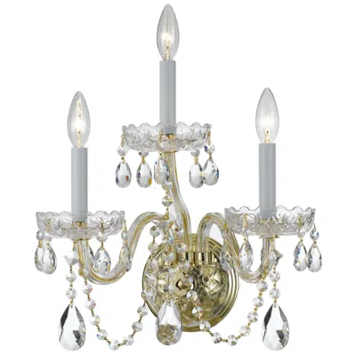Crystorama Traditional Crystal 16"h Polished Brass 3-light Wall Sconce In Gold