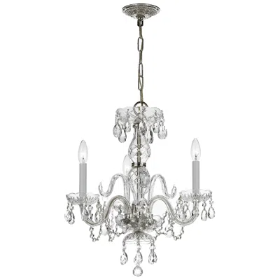 Crystorama Traditional Crystal 16"w Polished Chrome 3-light Chandelier In Silver