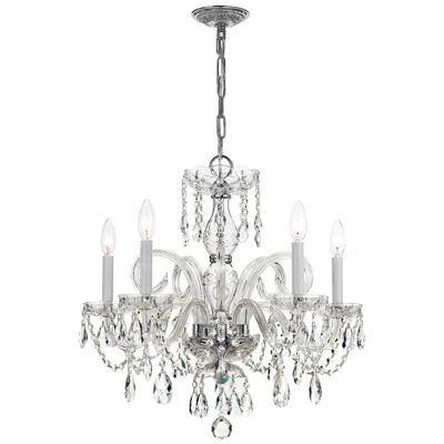 Crystorama Traditional Crystal 22" Wide Chrome 5-light Chandelier In Silver