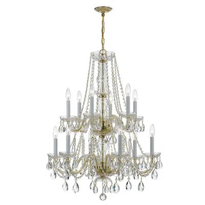 Crystorama Traditional Crystal 26"w Polished Brass 12-light Chandelier In Silver