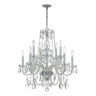 Crystorama Traditional Crystal 26"w Polished Chrome 10-light Chandelier In White