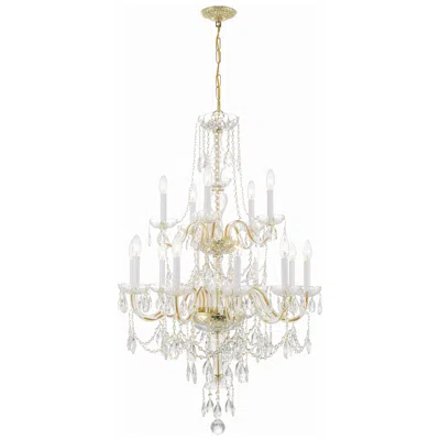 Crystorama Traditional Crystal 32'' Hand Cut Crystal Polished Brass In Gold