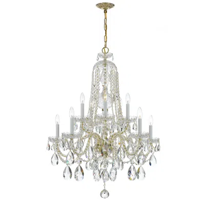 Crystorama Traditional Crystal 32"w Brass 10-light Crystal Chandelier In Silver