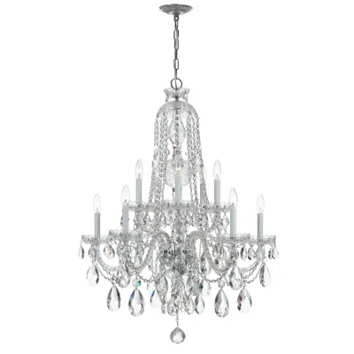 Crystorama Traditional Crystal 32"w Chrome 10-light Crystal Chandelier In Silver