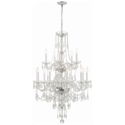 Crystorama Traditional Crystal 32"w Polished Chrome 15-light Chandelier In Silver