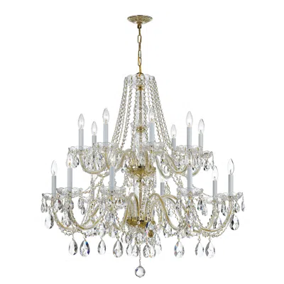 Crystorama Traditional Crystal 37"w Polished Brass 16-light Chandelier In Gold