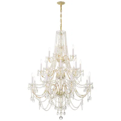 Crystorama Traditional Crystal 38'' Hand Cut Crystal Polished Brass In Gold