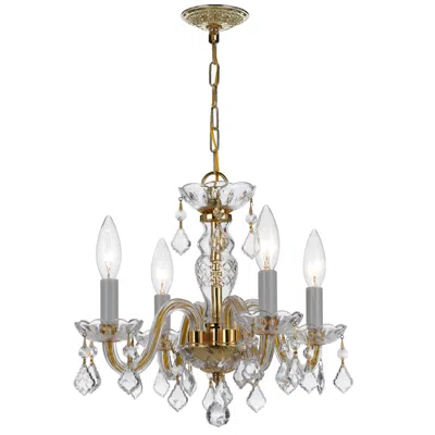 Crystorama Traditional Crystal 4 Light Italian Crystal Polished Brass Mini Chandelier In Gold