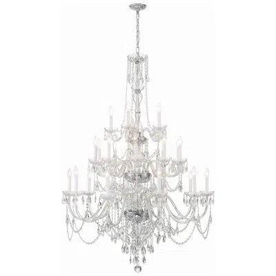 Crystorama Traditional Crystal 45"w Polished Chrome 25-light Chandelier In Silver