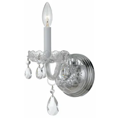 Crystorama Traditional Crystal 5'' Hand Cut Crystal Polished Chrome Sconce In Silver