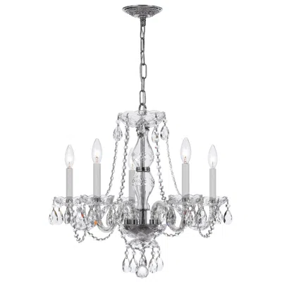 Crystorama Traditional Crystal 5 Light Italian Crystal Polished Chrome Chandelier In Multi
