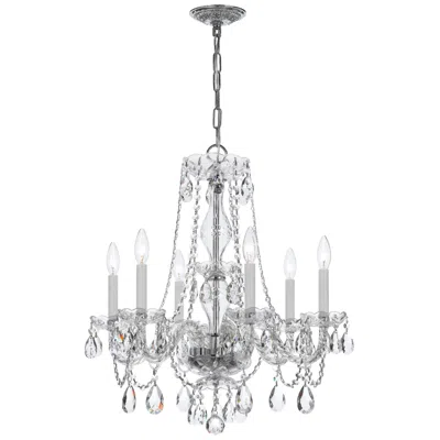 Crystorama Traditional Crystal 6 Light Italian Crystal Polished Chrome Chandelier In Multi
