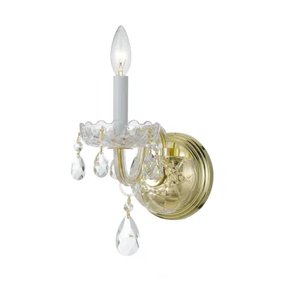 Crystorama Traditional Crystal 9" High Polished Brass Wall Sconce In Gold