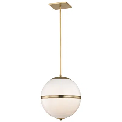 Crystorama Truax 16" Aged Brass And White Acrylic Orb Pendant Light In Gold