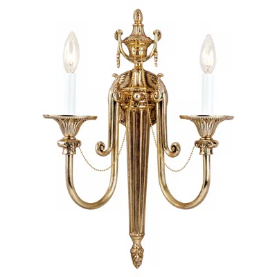 Crystorama Urn And Leaf 20 1/2" High Two Light Wall Sconce In Gold