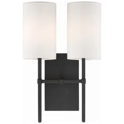 CRYSTORAMA VERONICA 16 1/2" HIGH BLACK FORGED 2-LIGHT WALL SCONCE