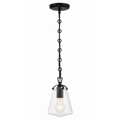 Crystorama Voss 1 Light Matte Black Mini Pendant In Multi