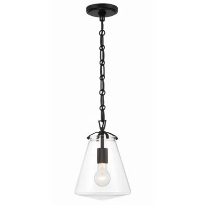 Crystorama Voss 1 Light Matte Black Mini Pendant In Multi