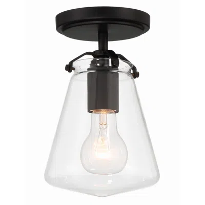 Crystorama Voss 1 Light Matte Black Semi Flush Mount In Multi