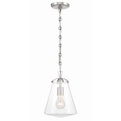 Crystorama Voss 1 Light Polished Nickel Mini Pendant In Gray