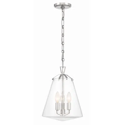 Crystorama Voss 11"w Polished Nickel 3-light Mini Pendant In Gray