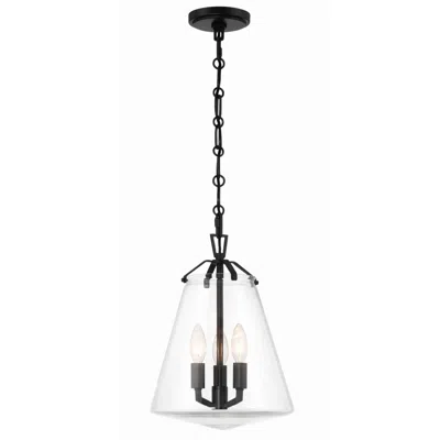 Crystorama Voss 3 Light Matte Black Mini Chandelier In Multi