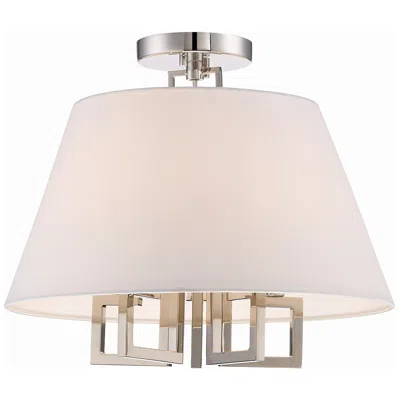 Crystorama Westwood 16" Wide 5-light Nickel Ceiling Light In White