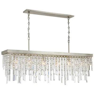 Crystorama Winfield 49"w Antique Silver And Crystal Linear Chandelier In Gray