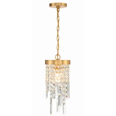 Crystorama Winfield 7" Wide Antique Gold Mini Pendant