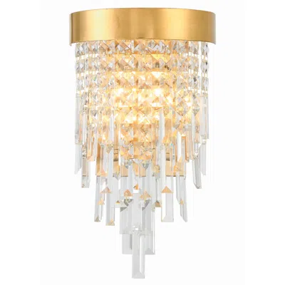 Crystorama Winfield 9 3/4" Wide Antique Gold Crystal Ceiling Light