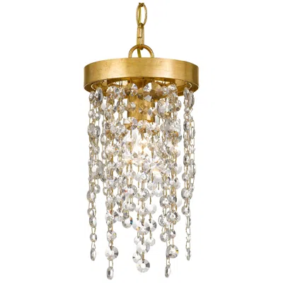 Crystorama Winham 7" Wide Antique Gold And Crystal Mini Pendant