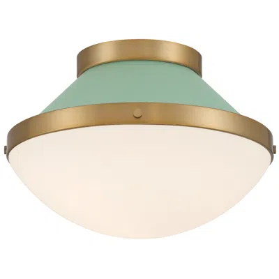 Crystorama Xander 12.25'' Vibrant Gold + Green Flush Mount In Multi