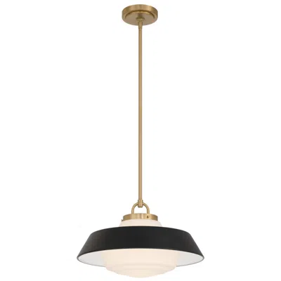 Crystorama Xander 16'' Vibrant Gold + Matte Black Pendant In Multi