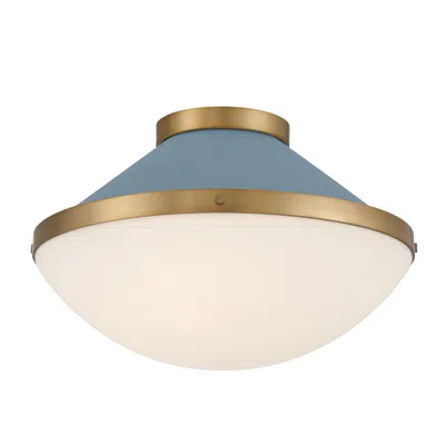 Crystorama Xander 16.25'' Vibrant Gold + Blue Flush Mount In Multi