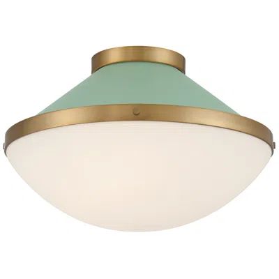 Crystorama Xander 16.25'' Vibrant Gold + Green Flush Mount In Multi