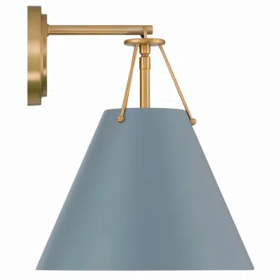 Crystorama Xavier 12 1/2" High Vibrant Gold Wall Sconce With Blue Shade