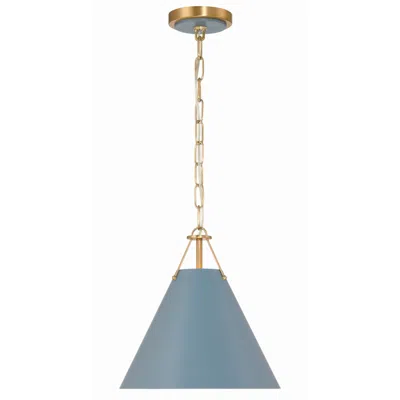 Crystorama Xavier 12" Wide Vibrant Gold And Blue Cone Mini Pendant