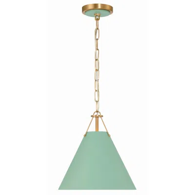 Crystorama Xavier 12"w Vibrant Gold And Green Mini Pendant